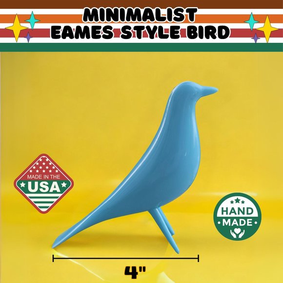 Mini Mid Century Modern Depression Style Eames Retro Bird Figurine Green - Picture 3 of 6